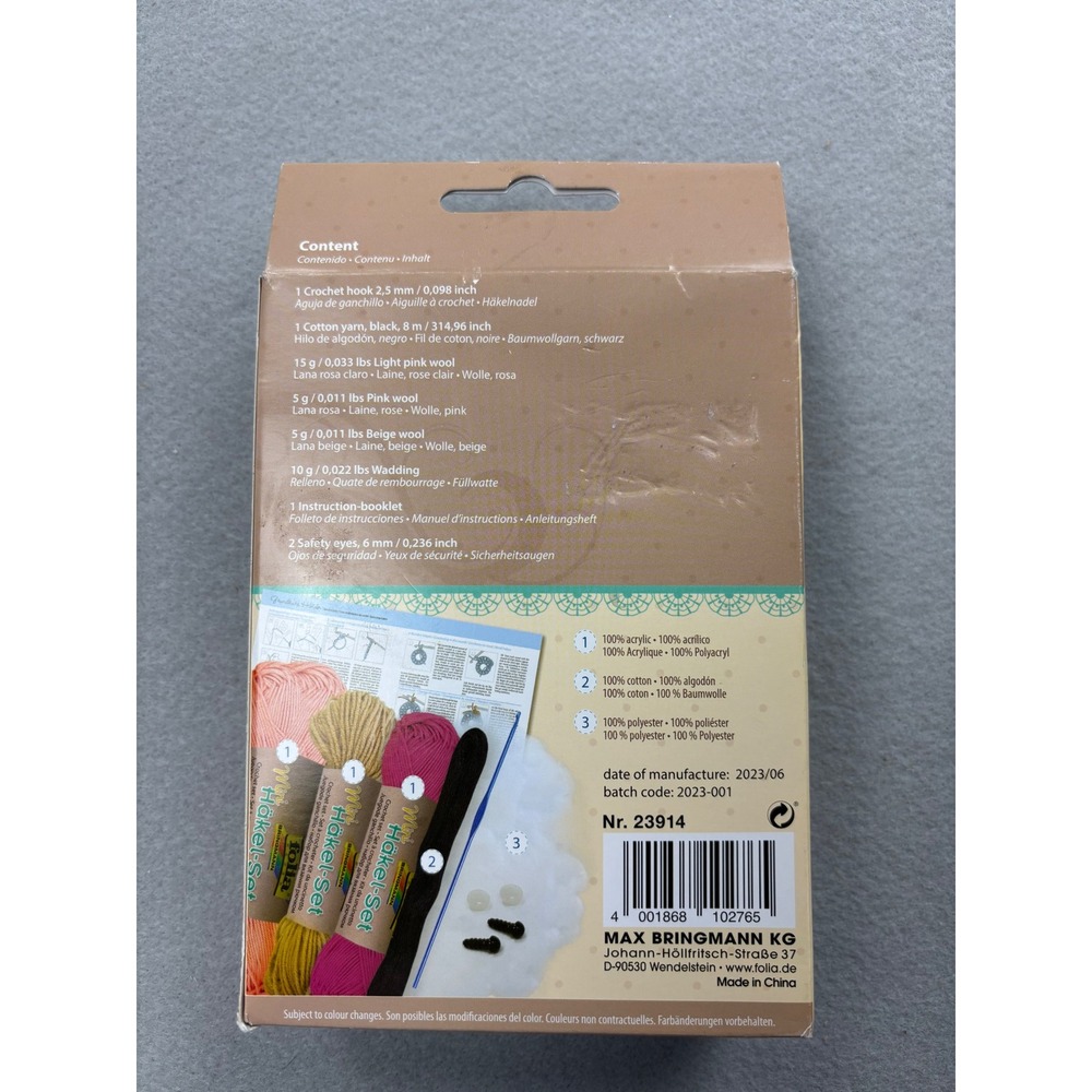 Folia Bringmann Mini Crochet Kit Flamingo DIY Amigurumi Starter Craft Set 23914 - Picture 2 of 5